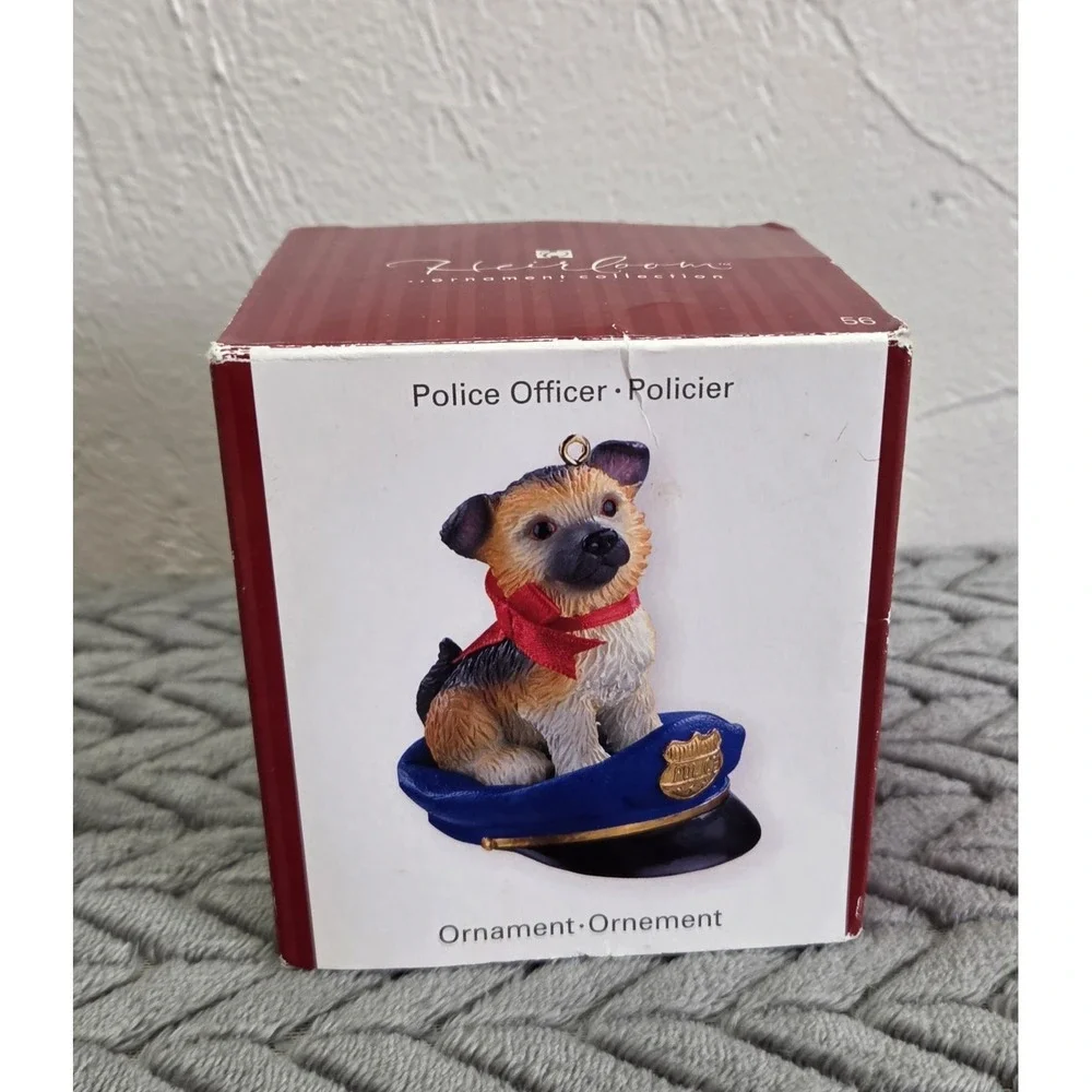American Greetings Police Officer Puppy Sit On Hat 2007 Ornament Law Enforcement